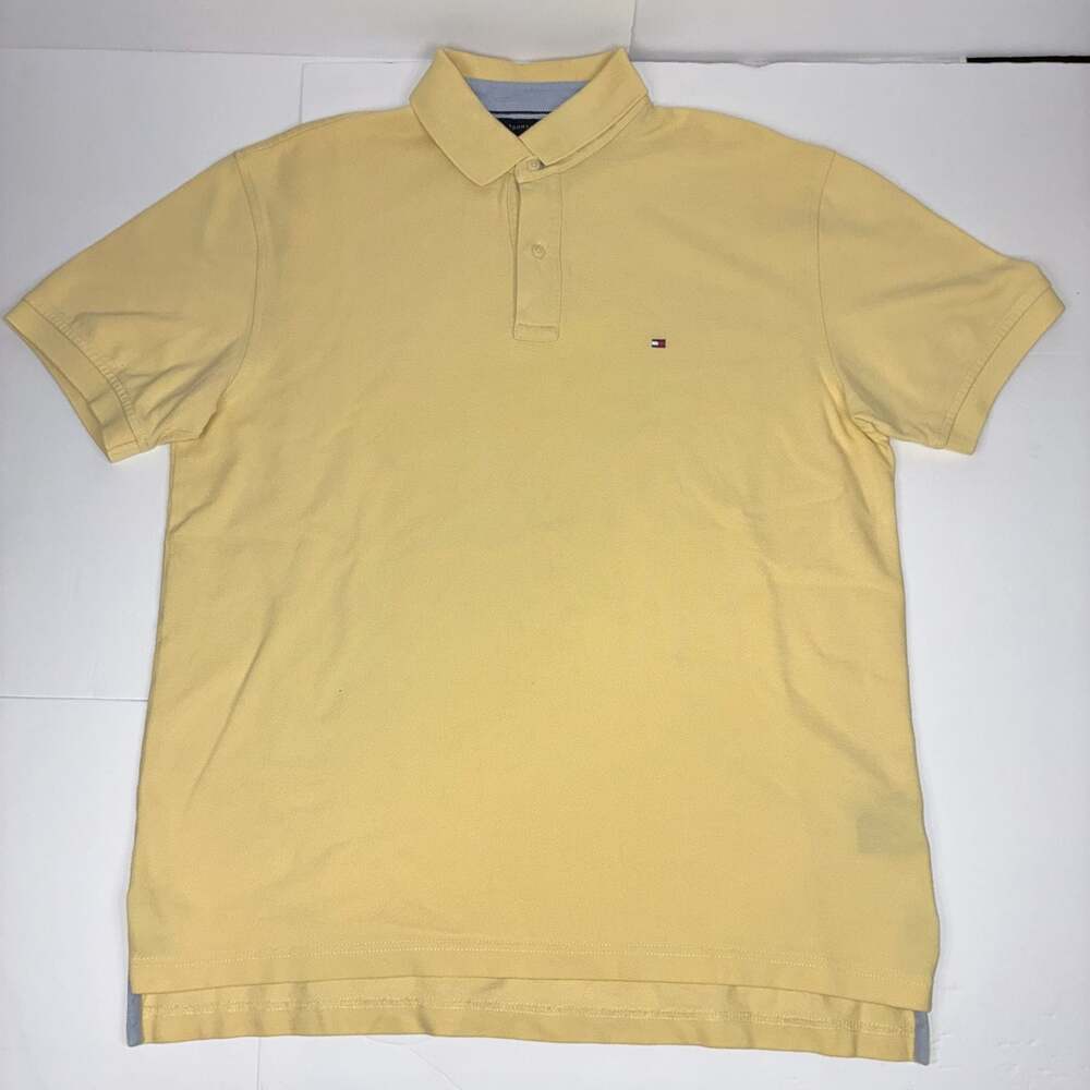 Tommy Hilfiger Men Yellow Pique Polo Shirt Size Large